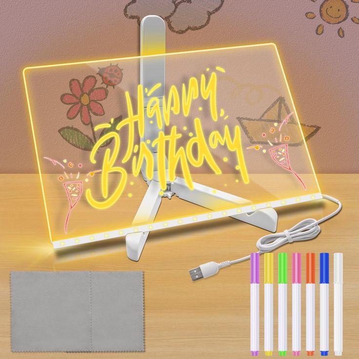LED Writing Message Board Acrylic with 5 Colors | Light Up Drawing Board Stand Pakistan
