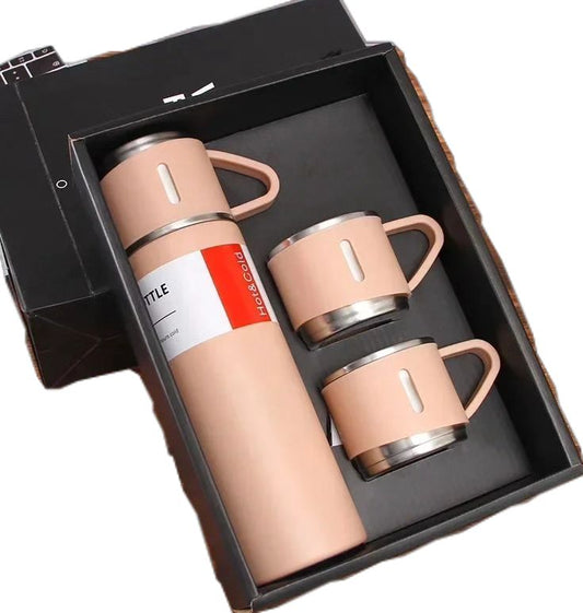 Stainless Steel Vacuum Flask Set – Double Wall Insulated Hot & Cold Bottles