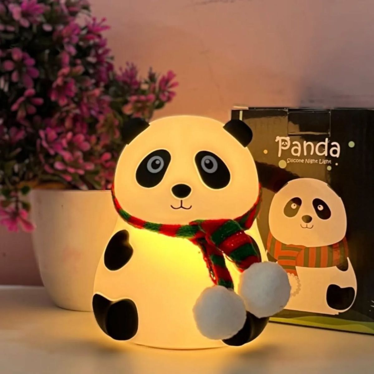 Cute Panda Silicone Night Light – Touch Control USB Rechargeable Nursery Lamp