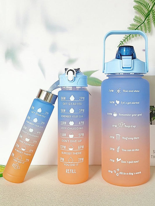 3 in 1 Water Bottle Rainbow Colors – Lock Sipper Bottle with Stickers