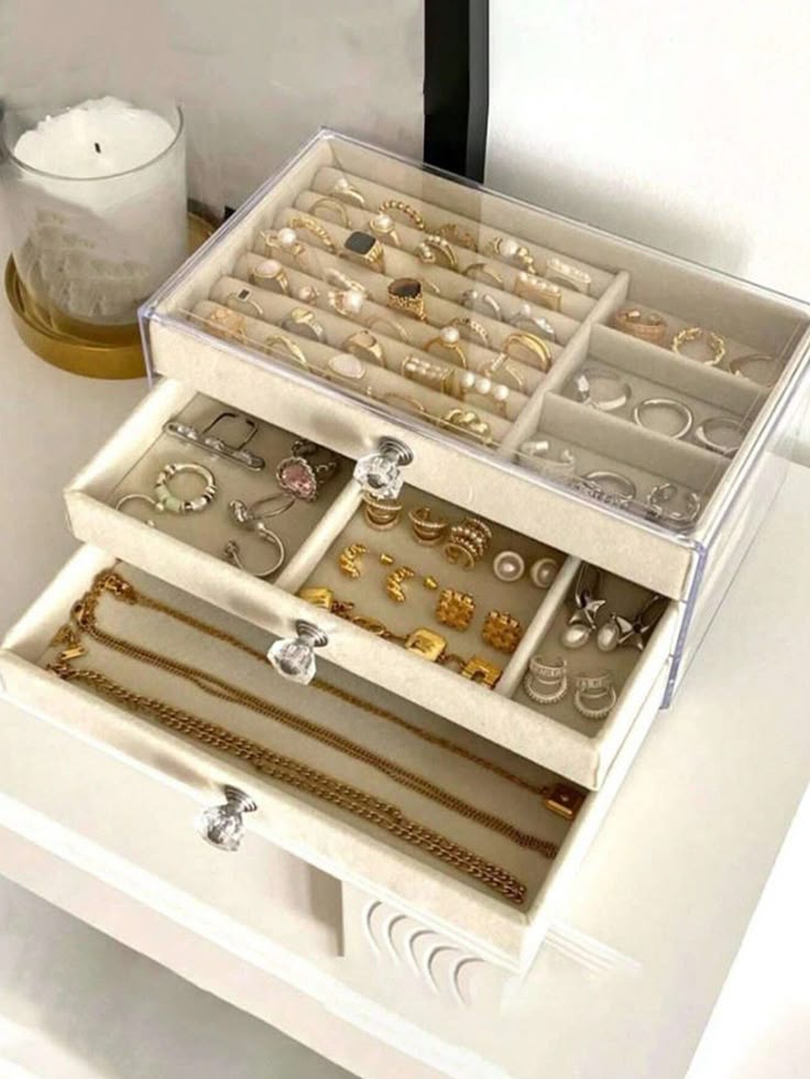 Jewellery Organizer Box – Multi-Compartment Storage Case for Rings, Earrings & Necklaces