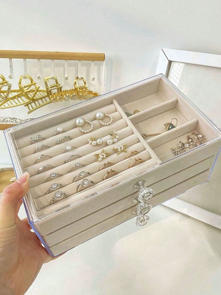 Jewellery Organizer Box – Multi-Compartment Storage Case for Rings, Earrings & Necklaces