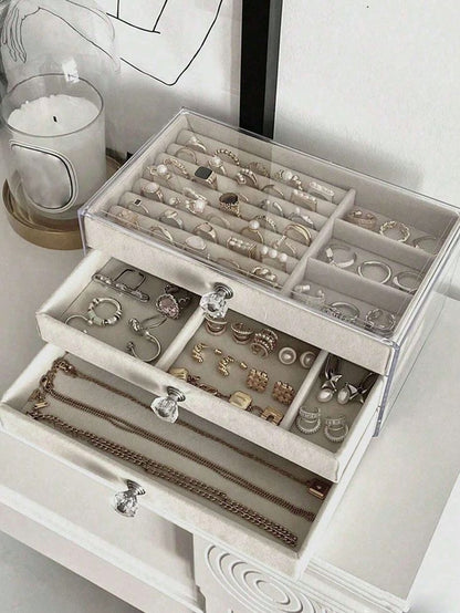 Jewellery Organizer Box – Multi-Compartment Storage Case for Rings, Earrings & Necklaces