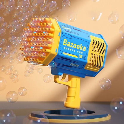 Bubble Machine for Kids, 32 Hole Rocket Bubble Gun with LED Lights, Automatic Bubble Blower for Toddlers, Summer Outdoor