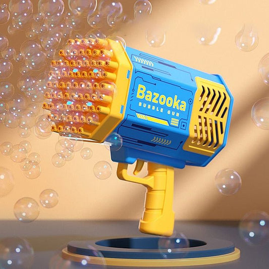 Bubble Machine for Kids, 32 Hole Rocket Bubble Gun with LED Lights, Automatic Bubble Blower for Toddlers, Summer Outdoor