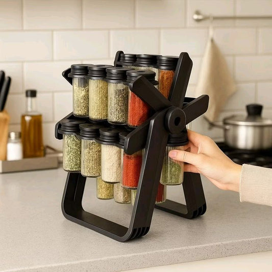 18-Jar Rotating Spice Rack – Premium Kitchen Organizer Set