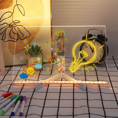 LED Writing Message Board Acrylic with 5 Colors | Light Up Drawing Board Stand Pakistan