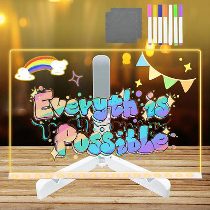 LED Writing Message Board Acrylic with 5 Colors | Light Up Drawing Board Stand Pakistan