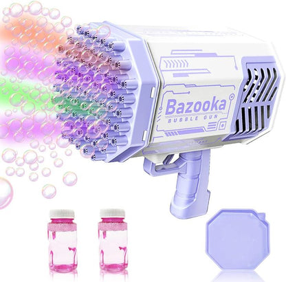 Bubble Machine for Kids, 32 Hole Rocket Bubble Gun with LED Lights, Automatic Bubble Blower for Toddlers, Summer Outdoor