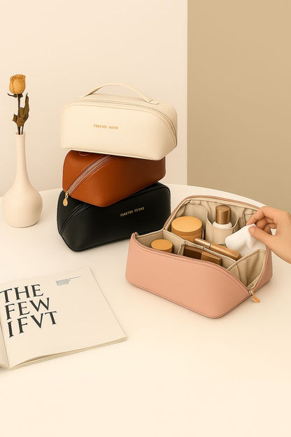 Leather Cosmetic PU Pouch – Waterproof Makeup & Travel Storage Bag