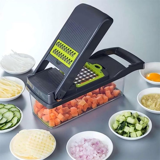 16 in 1 Vegetable Slicer – Multi-Function Mandoline Cutter with Stainless Steel Blades