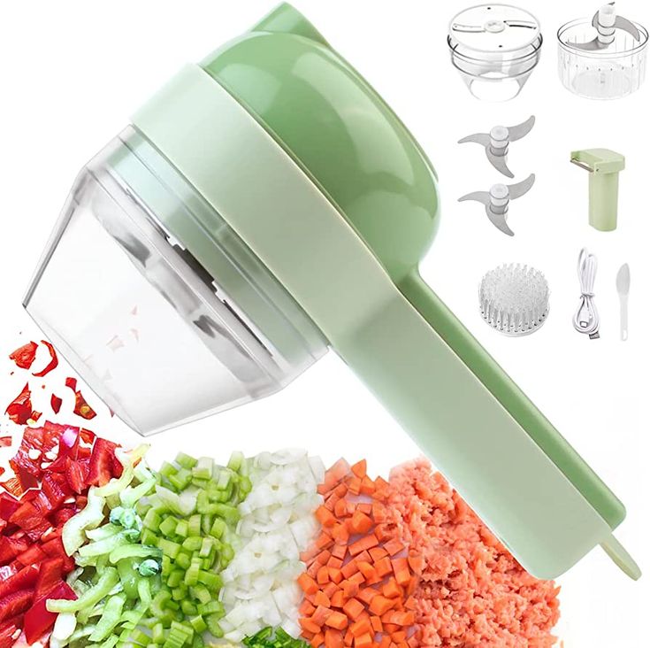 Electric Handheld Chopper 4-in-1 – USB Rechargeable Mini Food Processor