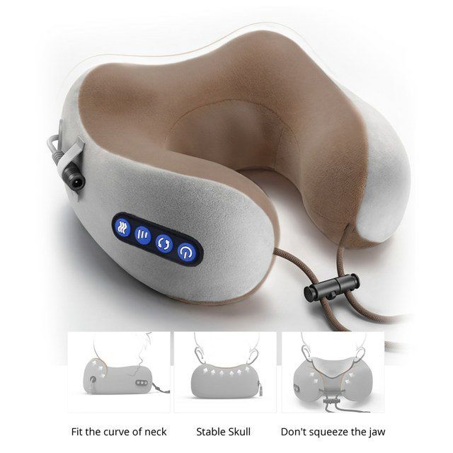 U-Shaped Pillow Massager – Electric Neck & Shoulder Massage Pillow with Heat