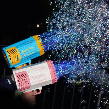Bubble Machine for Kids, 32 Hole Rocket Bubble Gun with LED Lights, Automatic Bubble Blower for Toddlers, Summer Outdoor