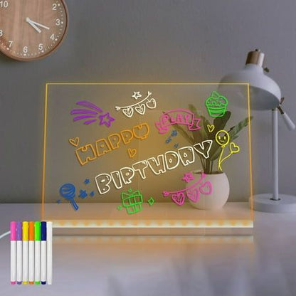 LED Writing Message Board Acrylic with 5 Colors | Light Up Drawing Board Stand Pakistan