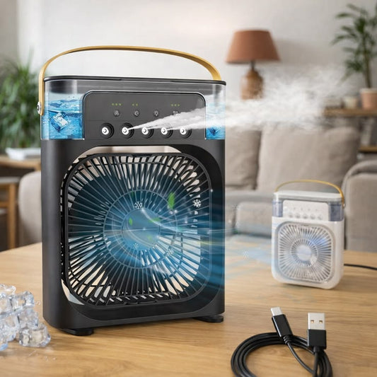 Humidifier Mist Spray Fan with RGB Light – 3-in-1 Portable Cooling Fan Pakistan