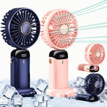 N15 Handheld USB Portable Rechargeable Fan – Digital Display Folding Mini Fan