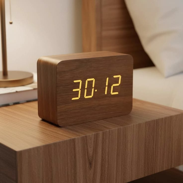 Wooden Digital Desk Clock – LED Alarm Clock with Temperature Display Pakistan