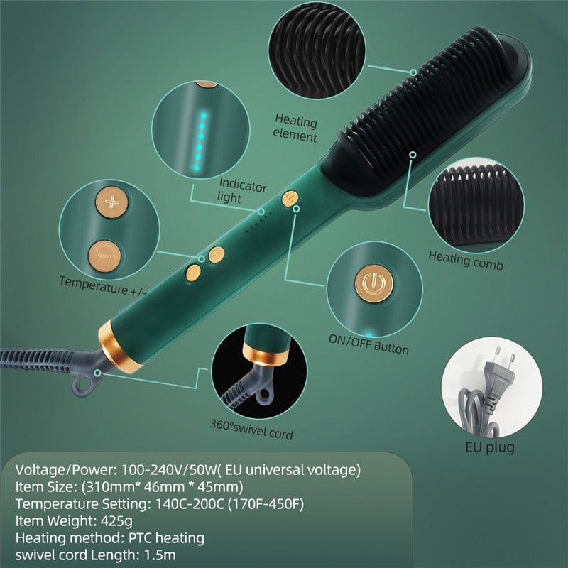 Professional 909 Hair Straightener Brush – Fast Heating Straightening Comb Pakistan