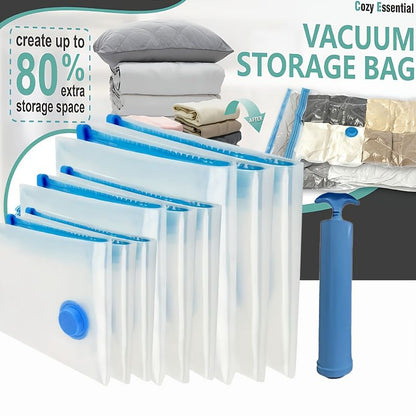 Vacuum Bag 5pcs Set with Hand Pump – Space Saver Vacuum Storage Bags for Clothes & Bedding