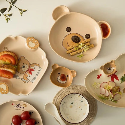 8PCS Bear Plate Set with Stand – Premium China Dinnerware Pakistan