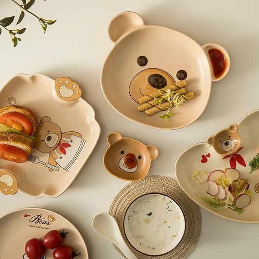 8PCS Bear Plate Set with Stand – Premium China Dinnerware Pakistan