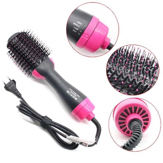 Hot Air Brush Hair Dryer Styler – One Step Volumizer, Straightener & Curler Ionic Blow Dryer Brush
