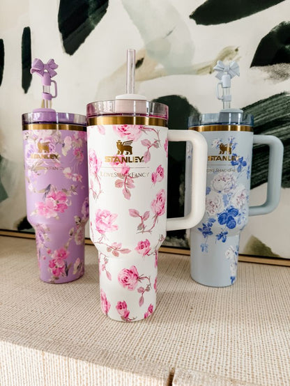 Stainless Steel Flower Design Tumbler – Insulated Hot & Cold Travel Cup