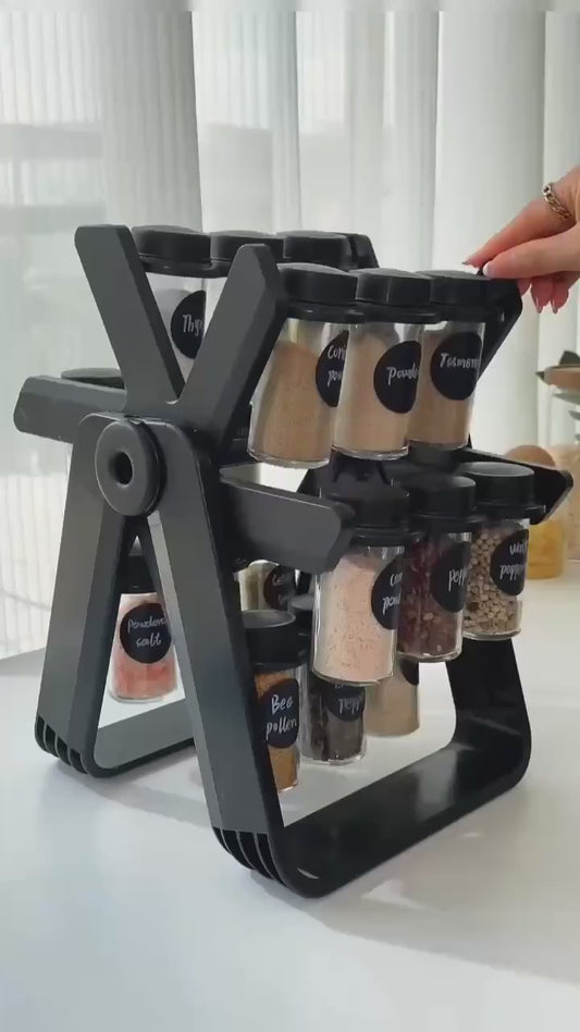 18-Jar Rotating Spice Rack – Premium Kitchen Organizer Set