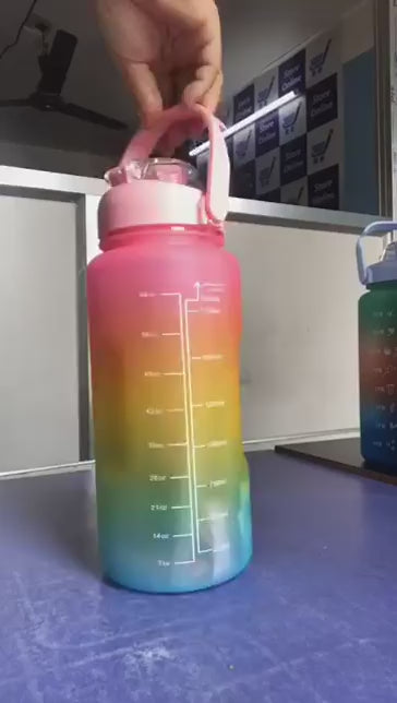 3 in 1 Water Bottle Rainbow Colors – Lock Sipper Bottle with Stickers