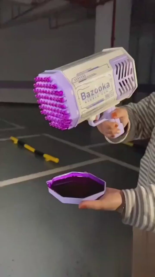 Bubble Machine for Kids, 32 Hole Rocket Bubble Gun with LED Lights, Automatic Bubble Blower for Toddlers, Summer Outdoor