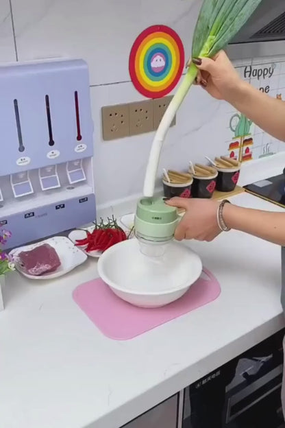 Electric Handheld Chopper 4-in-1 – USB Rechargeable Mini Food Processor