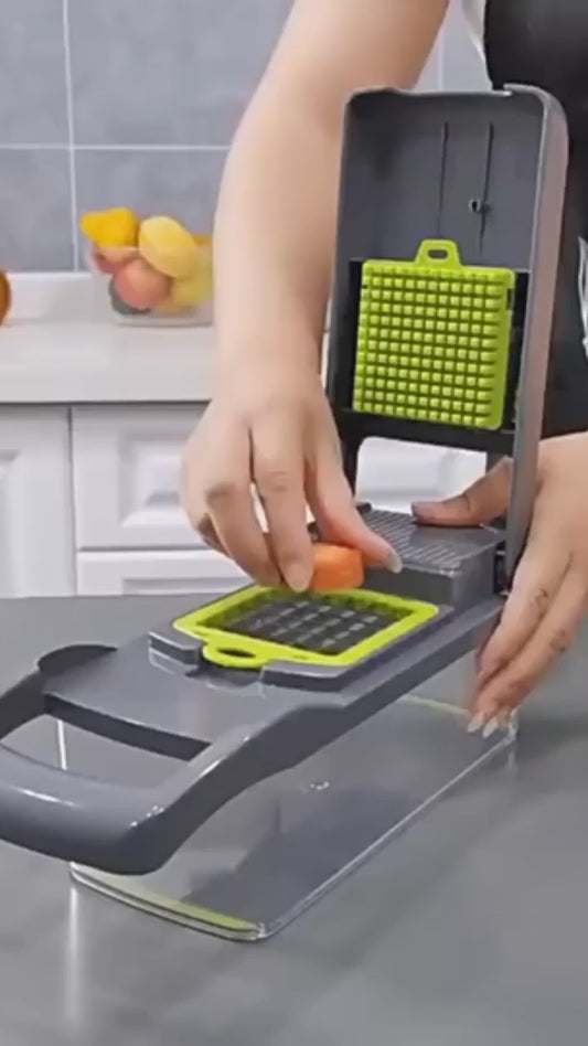 16 in 1 Vegetable Slicer – Multi-Function Mandoline Cutter with Stainless Steel Blades