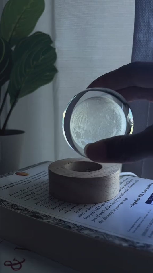 3D Moon Lamp Glass Ball LED Light with Wooden Stand – Night Light Pakistan