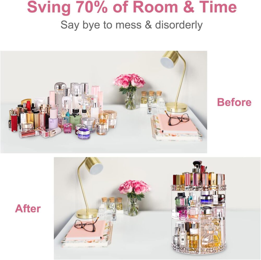 360 Rotating Makeup Organizer Large Perfume Cosmetics Organizer Beauty - Image 4