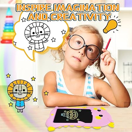 AYIDAWEDO 8.5 Inch Colorful LCD Writing Tablet Doodle Board,Kids Dinosaur Drawing Toy , 2 3 4 5 6 7 Year Old Girl Boy Gift-Pink