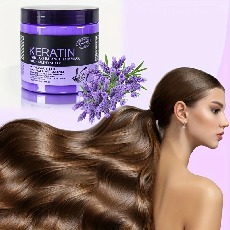 500ml Keratin Hair Mask with Brazil Nut Extracts, Deeply Moisturizes for Smoother and Easier-to-Manage Hair, Improves Dryness, Split Ends, Tangles, etc., Best Summer Gift Choice