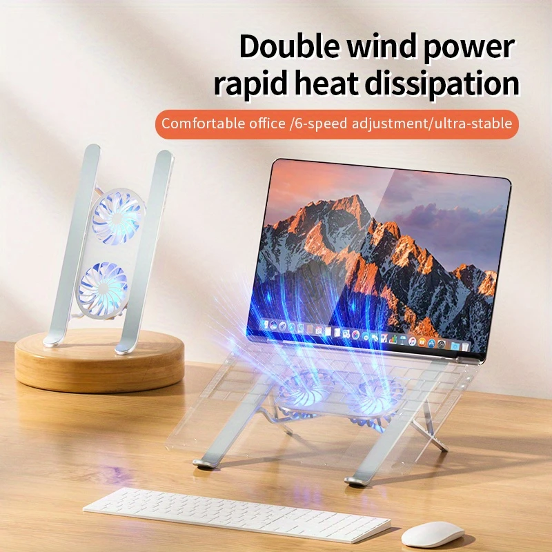 Portable Folding Laptop Cooling Stand with 2 Fans - Slim USB