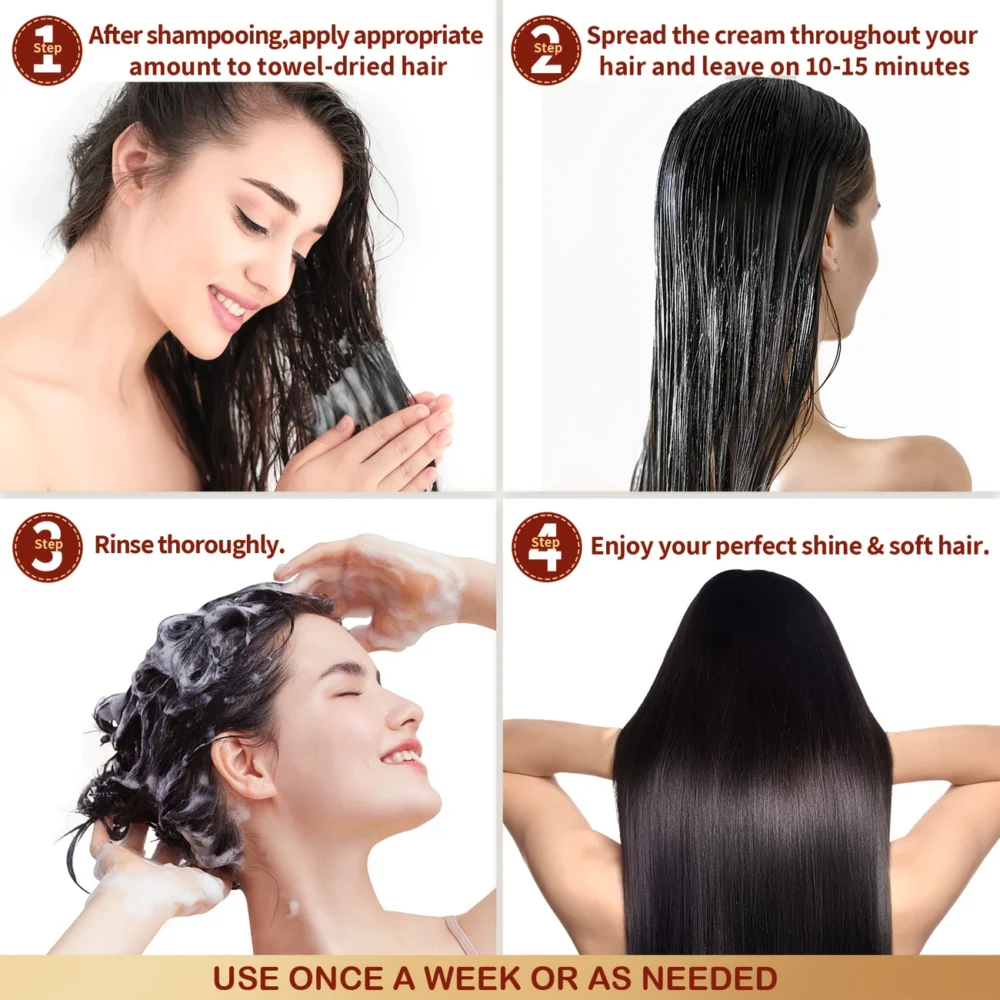 500ml Keratin Hair Mask with Brazil Nut Extracts, Deeply Moisturizes for Smoother and Easier-to-Manage Hair, Improves Dryness, Split Ends, Tangles, etc., Best Summer Gift Choice - Image 5