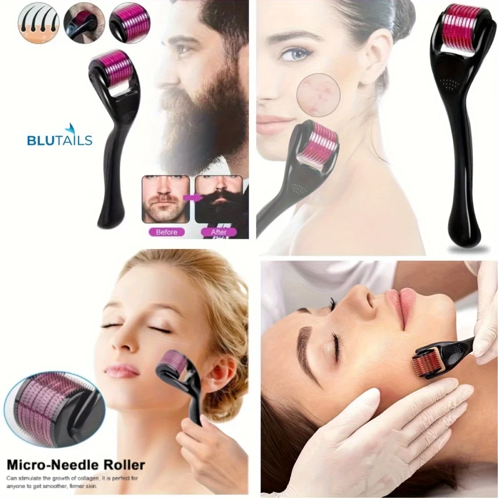 2pcs Titanium Roller Suitable for Facial Hair and Beard - 0.25mm, Ideal for Men and Women