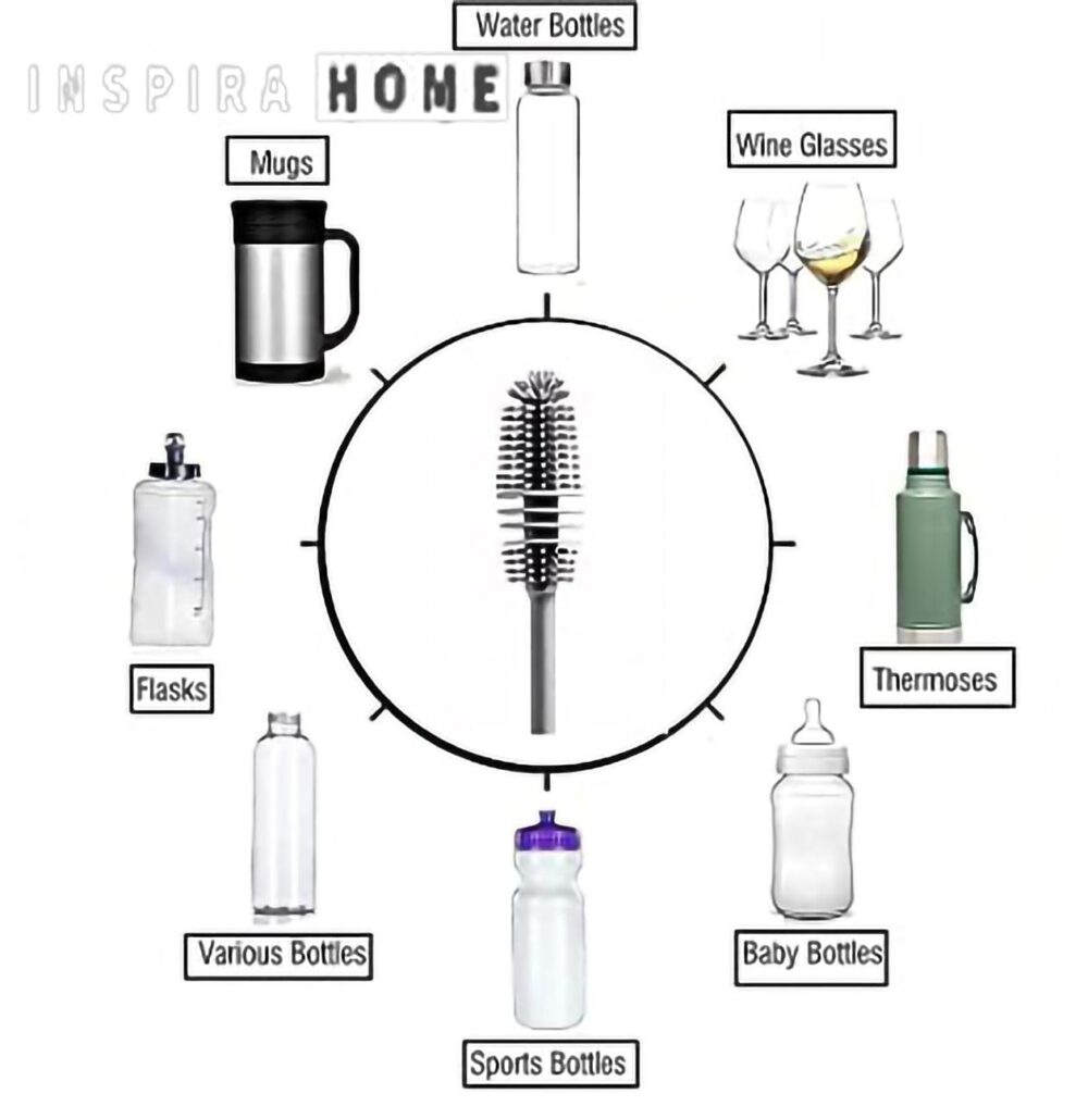 Water Bottle Brush, Soft Bristle Long Handle Vase Brush, Household Supplies Glassware Vase Cleaning Brush Pitcher Kettle Cup Mug - Image 5