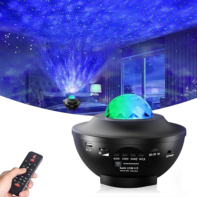 Galaxy Projector Star Light Speaker With Remote Control, Big Bowl Music Speakers.