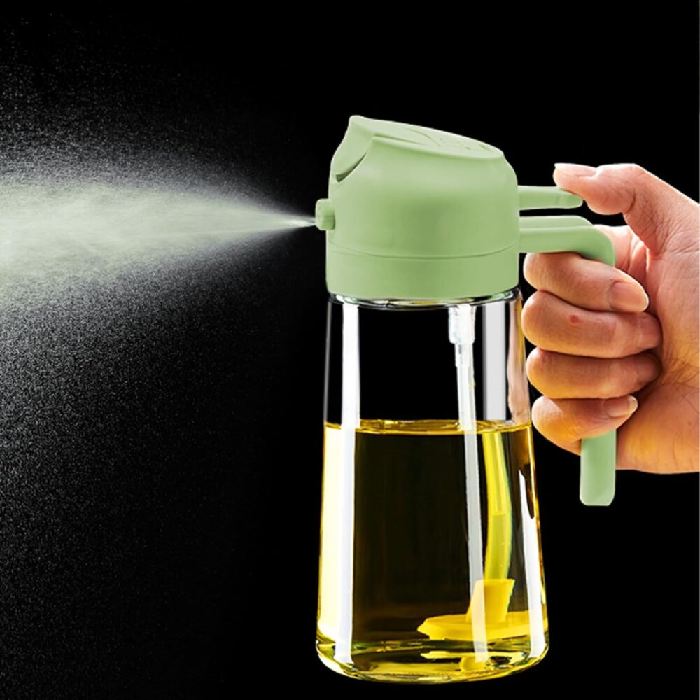 PARACITY Olive Oil Dispenser Bottle for Kitchen, 2 in 1 Oil Sprayer for Cooking, 17OZ Food-Grade Oil Bottles for Kitchen, Air Fryer,Salad, BBQ(Green) - Image 4