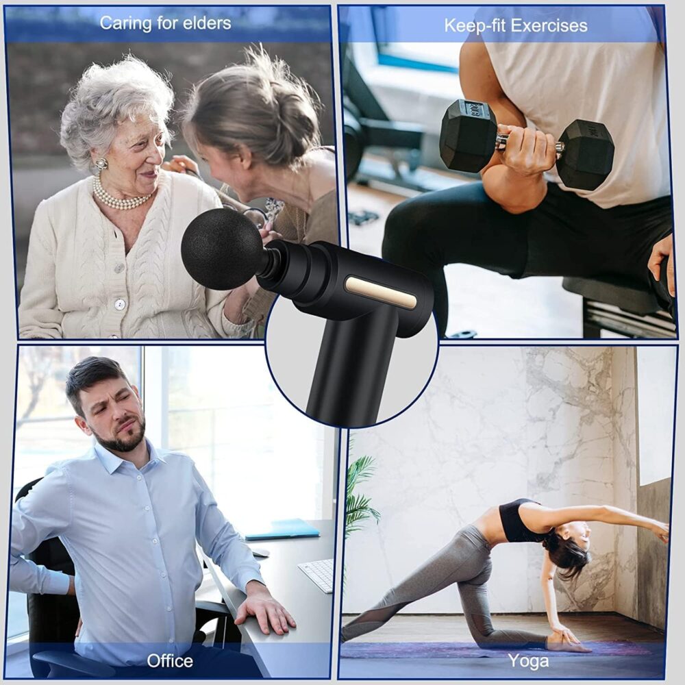 Uplayteck Mini Massage Gun, Muscle Massager, Portable, 35 DB, Ultra Quiet with 6 Speeds, 4 Massage Heads, USB C Charging Port, Massage Gun, Hand Massager for Leg, Neck, Shoulder - Image 6