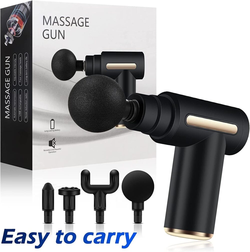 Uplayteck Mini Massage Gun, Muscle Massager, Portable, 35 DB, Ultra Quiet with 6 Speeds, 4 Massage Heads, USB C Charging Port, Massage Gun, Hand Massager for Leg, Neck, Shoulder - Image 5
